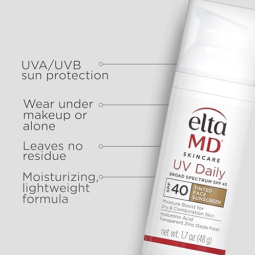 EltaMD UV Daily Tinted Broad-Spectrum SPF 40 Moisturizing Facial Sunscreen, 1.7 oz